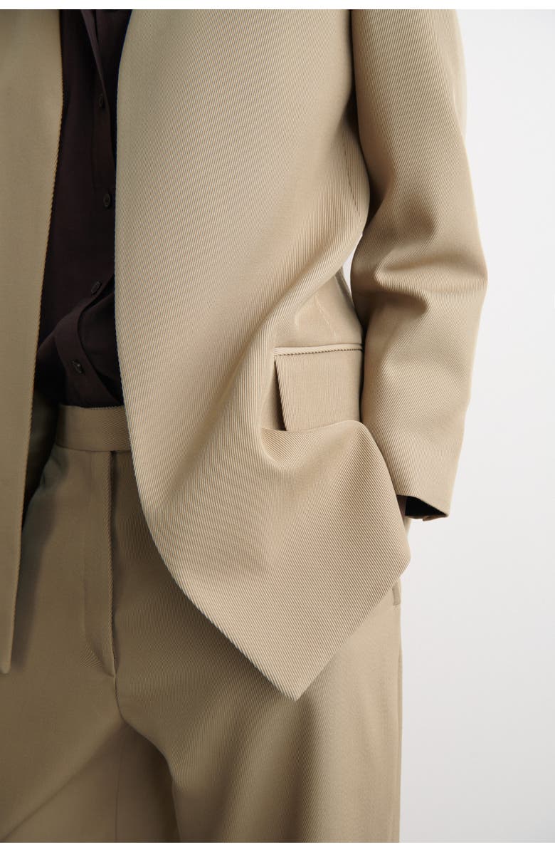COS Collarless Wool-Twill Blazer, Alternate, color, Beige