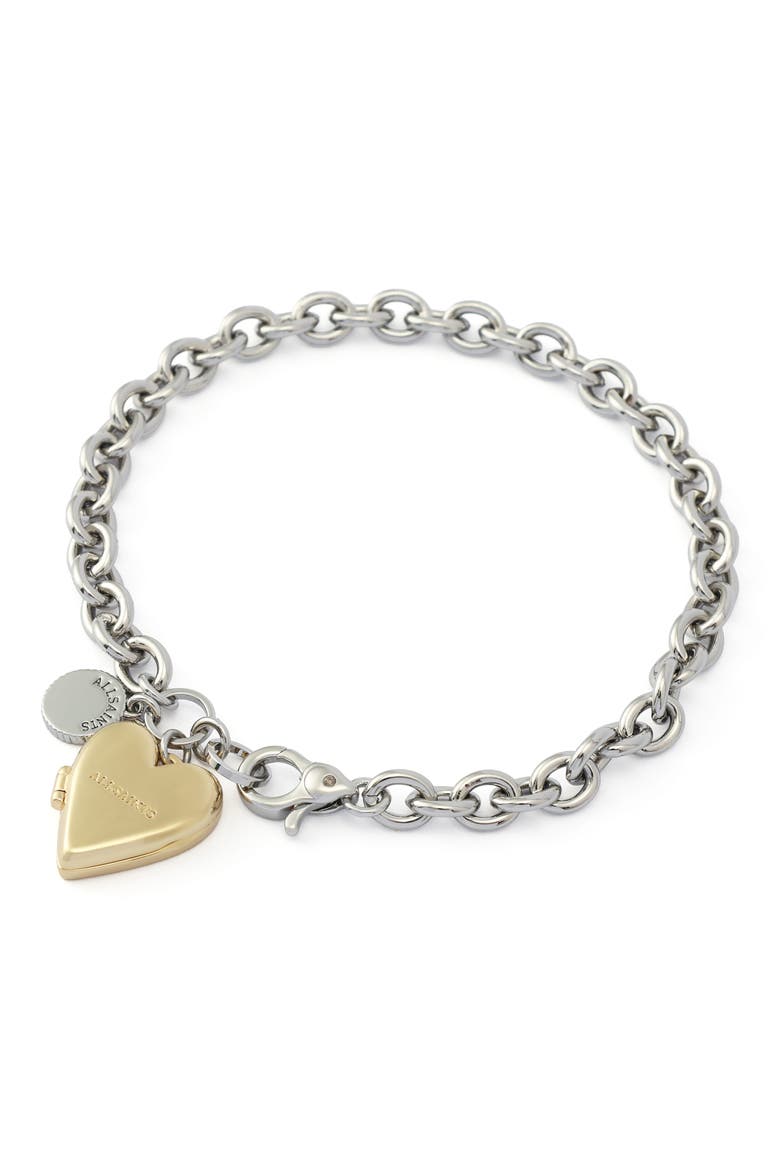 Flex Heart Locket Chain Bracelet, Alternate, color, TWO TONE SHINY