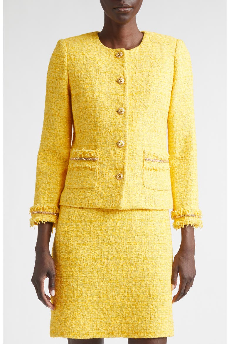 Frosted Sunshine Tweed Jacket, Main, color, SUNSHINE YELLOW
