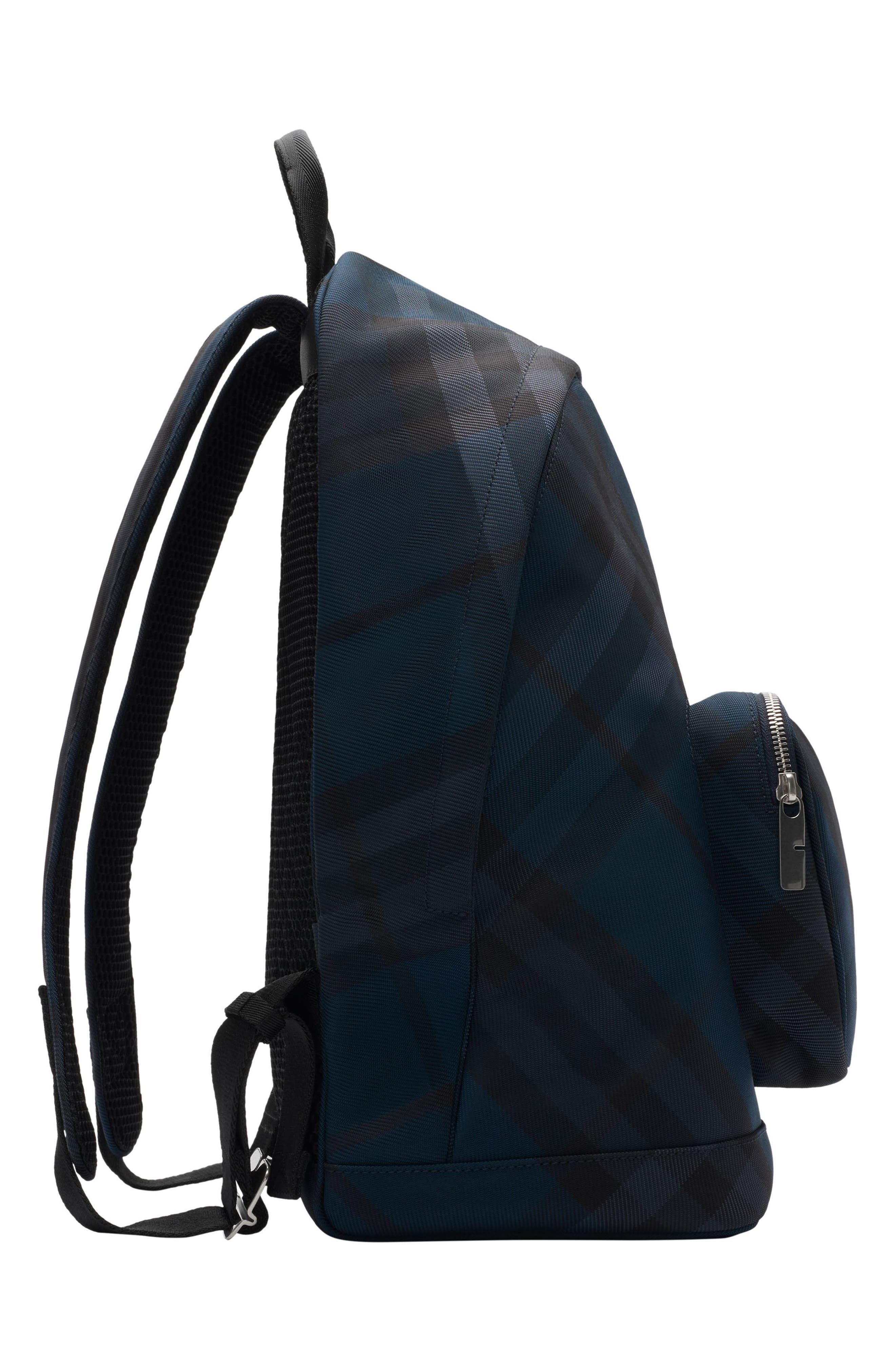 Burberry Grid Check Nylon Backpack, Alternate, color, Navy
