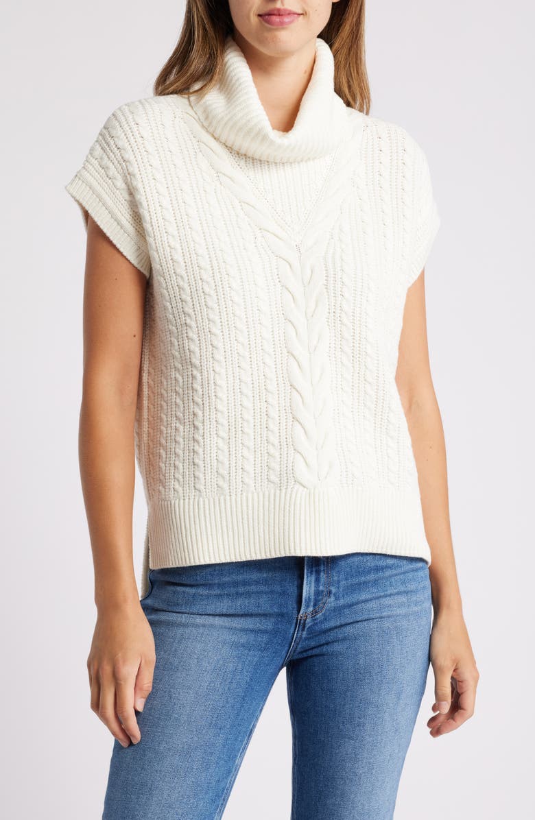 Hatley Cable Stitch Short Sleeve Sweater, Main, color, 