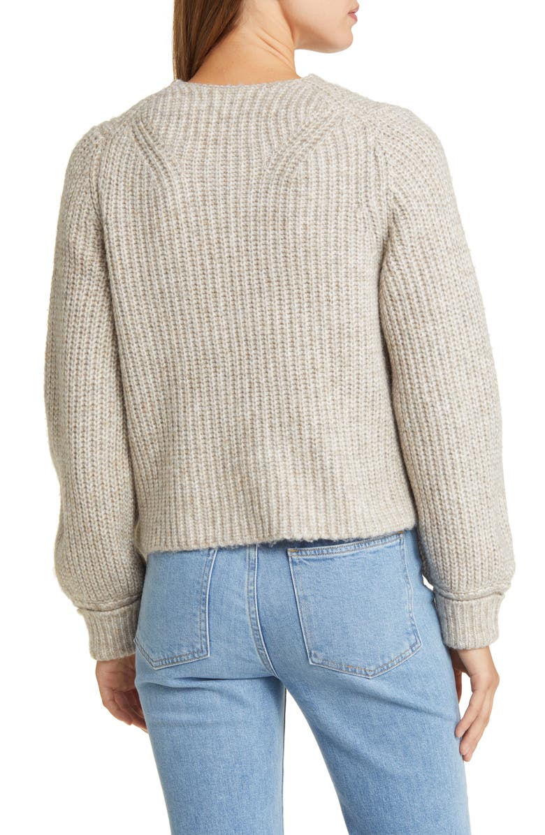 Wit & Wisdom Marled Blouson Sleeve Cardigan, Alternate, color, Heather Mocha