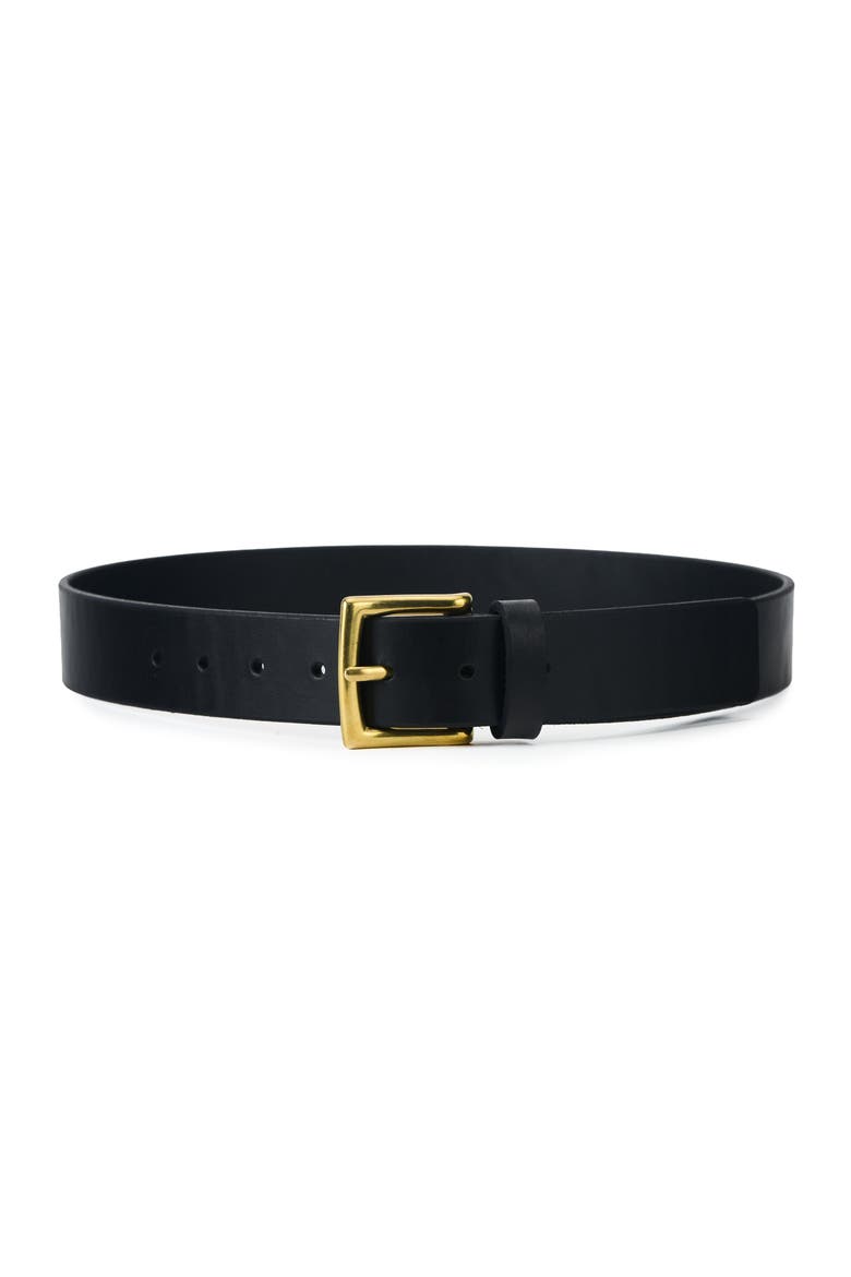 Essential American Made Leather Belt, Main, color, Black and Brass