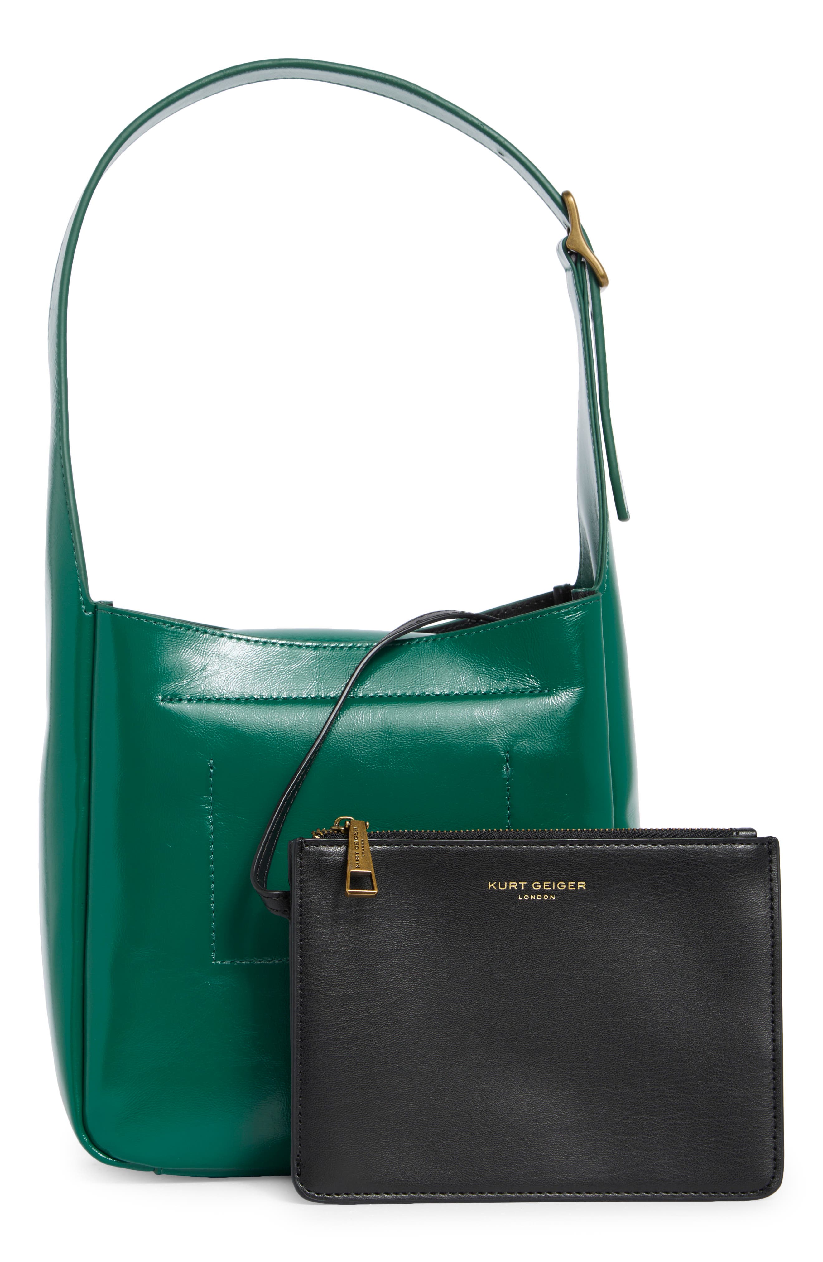 Kurt Geiger London Small Bond Leather Hobo Bag, Alternate, color, Green