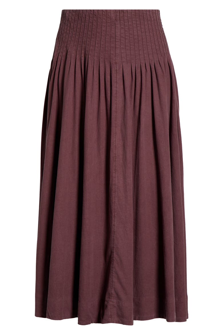 Pleated Linen Blend Maxi Skirt, Alternate, color, BROWN MALICACIA