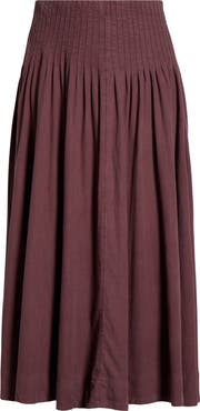 Treasure & Bond Pleated Linen Blend Maxi Skirt