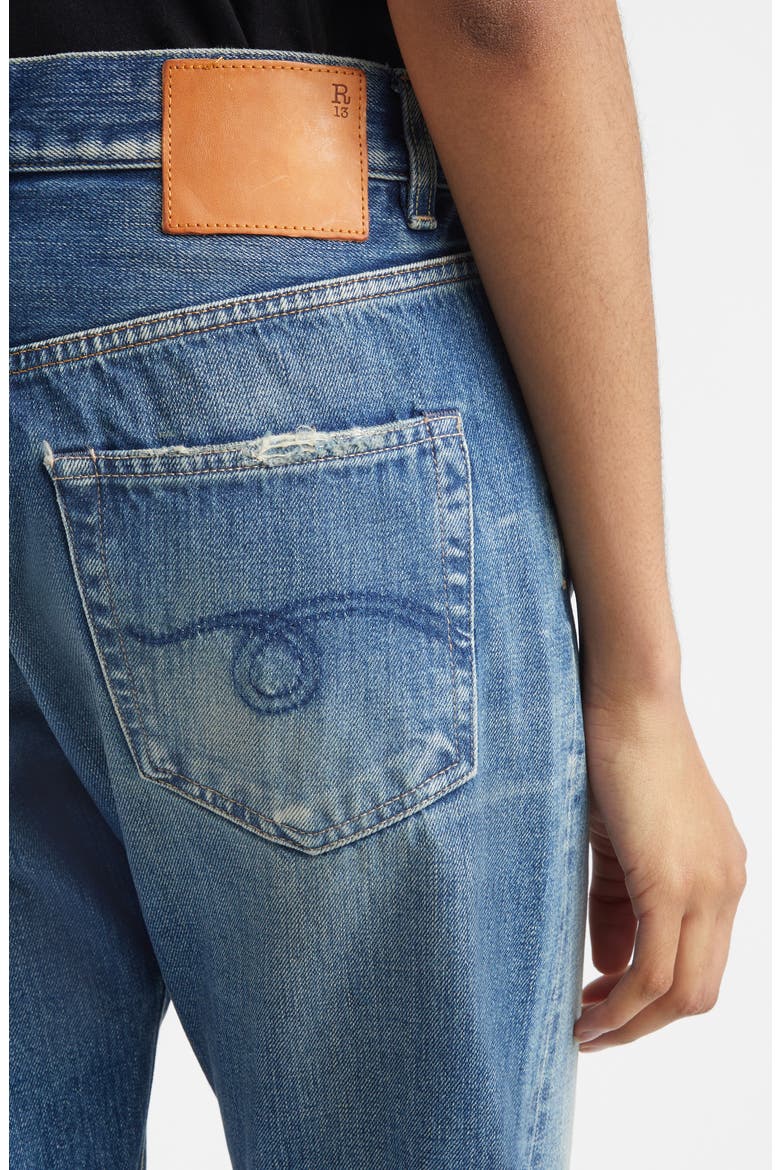Cuffed Boyfriend Jeans, Alternate, color, ABYSS SELVEDGE BLUE