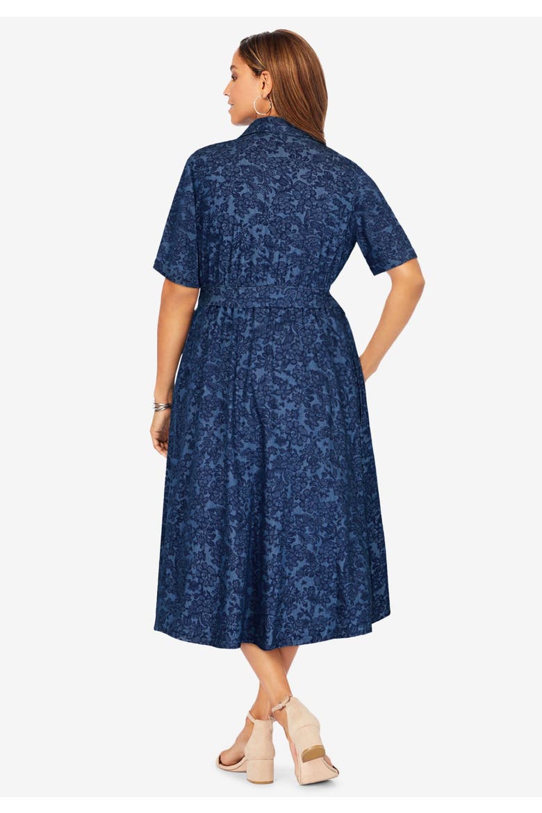 Soft Denim Shirtdress (plus), Alternate, color, DARK OLIVE GREEN