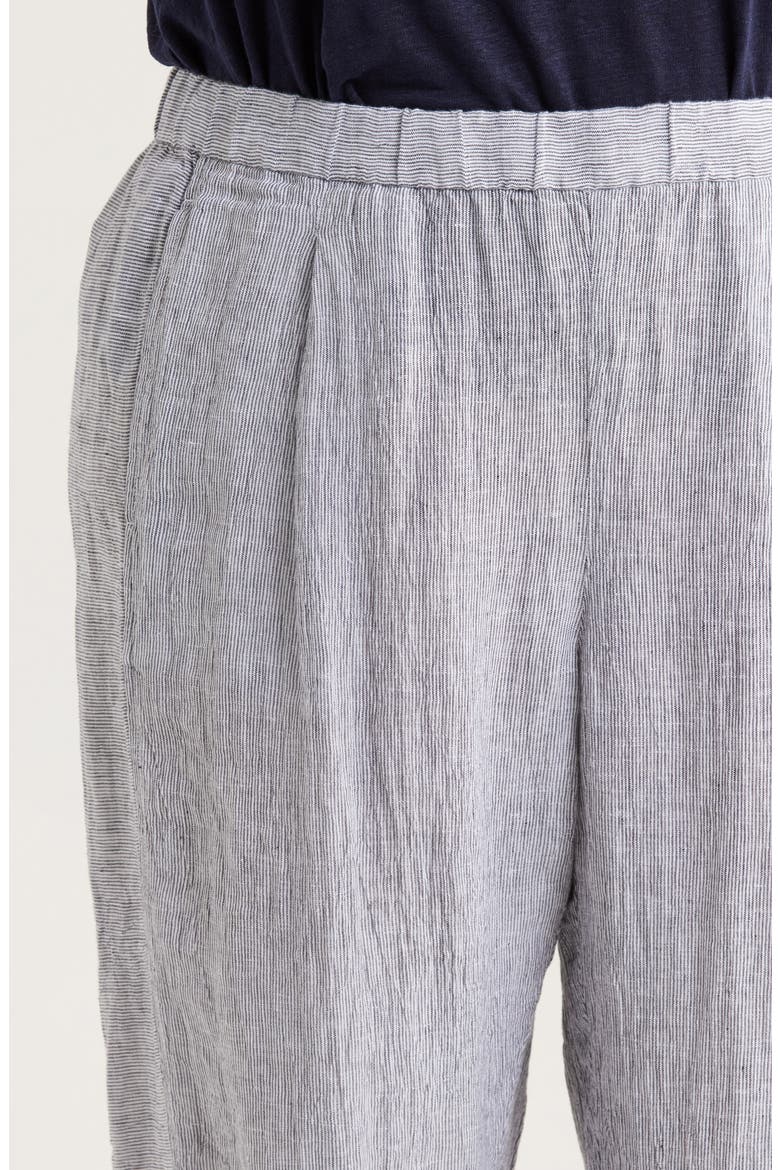 Stripe Organic Linen Lantern Pants, Alternate, color, INK