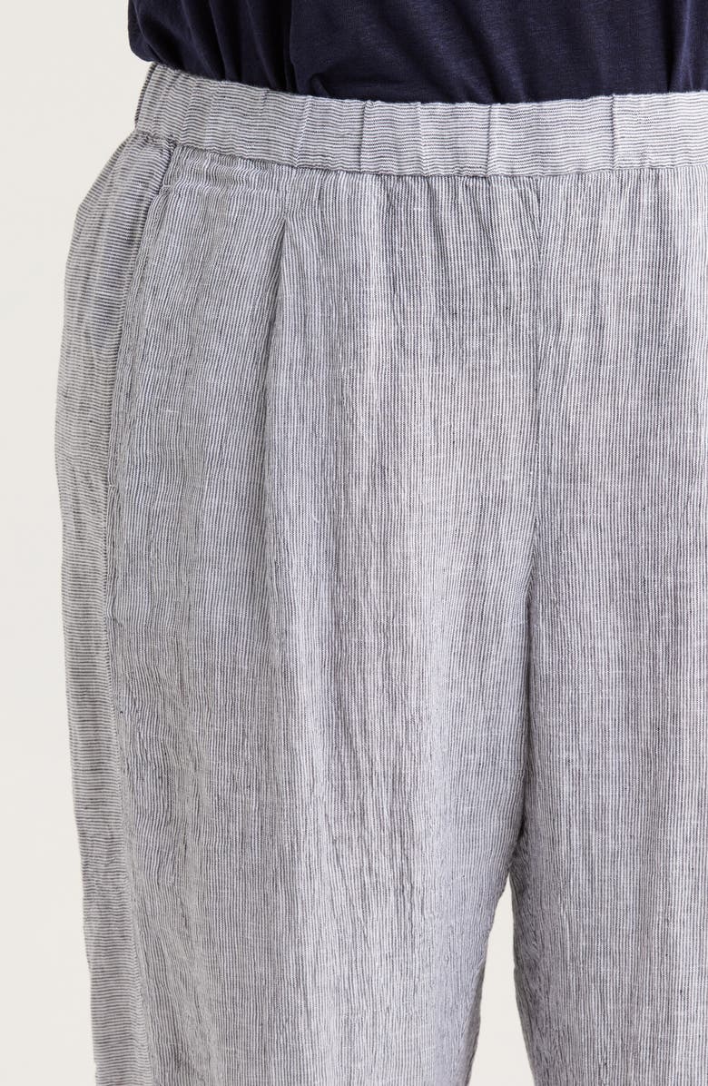 Eileen Fisher Stripe Organic Linen Lantern Pants, Alternate, color, Ink