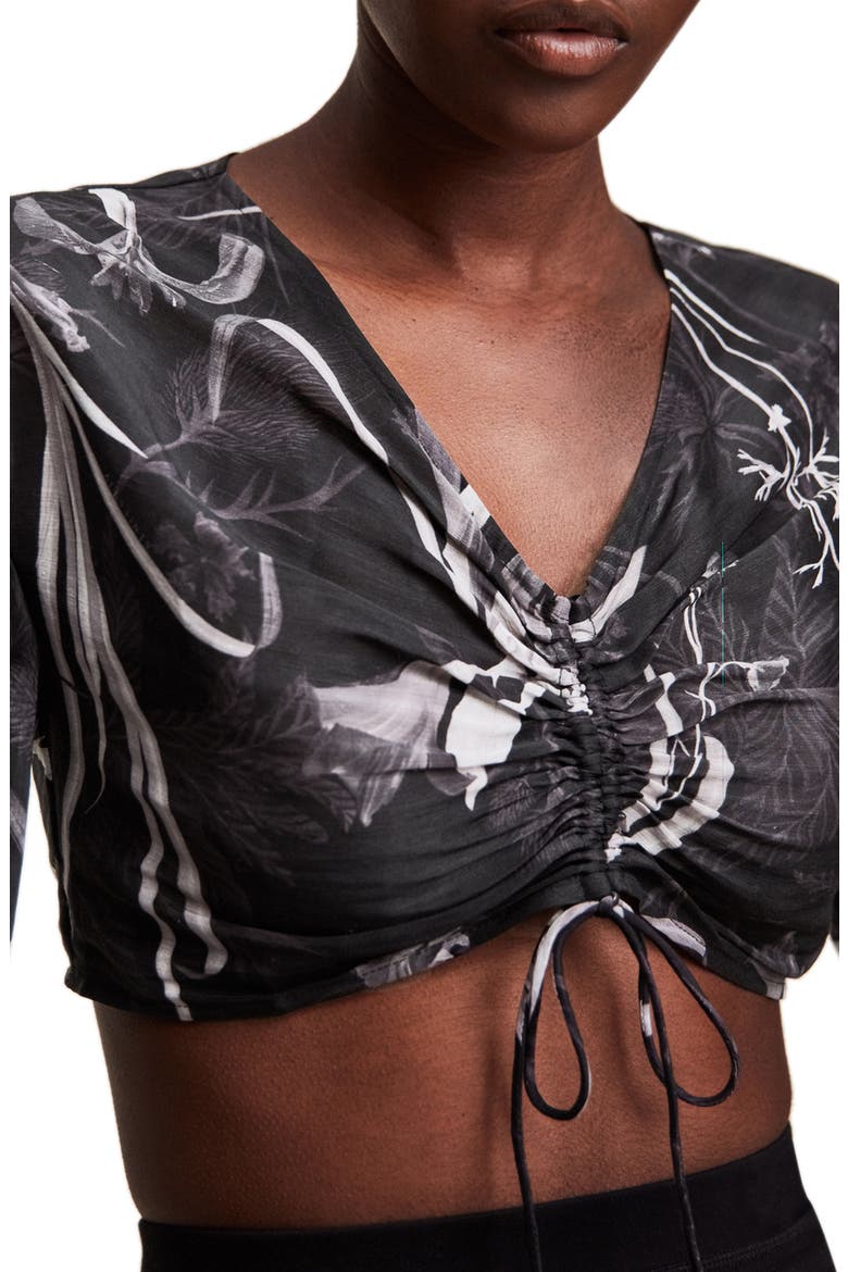 Carla Rutland Crop Silk & Linen Top, Alternate, color, BLACK