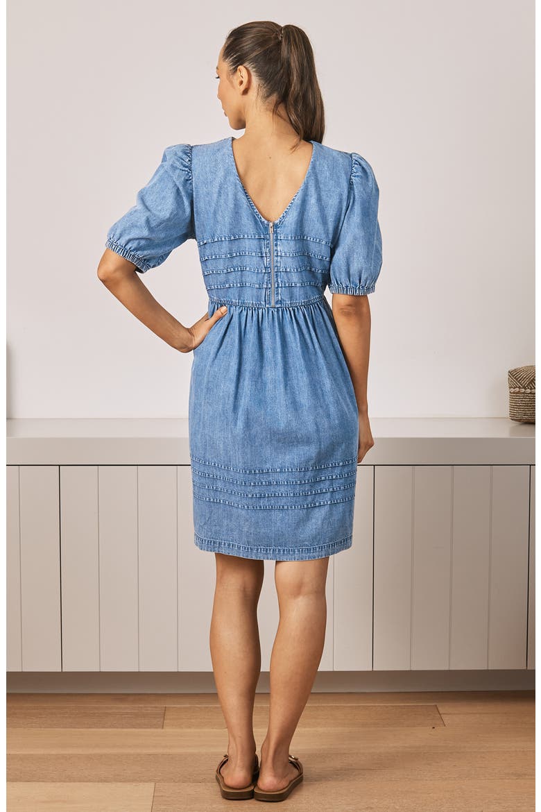 A-Line Denim Maternity Dress, Alternate, color, BLUE