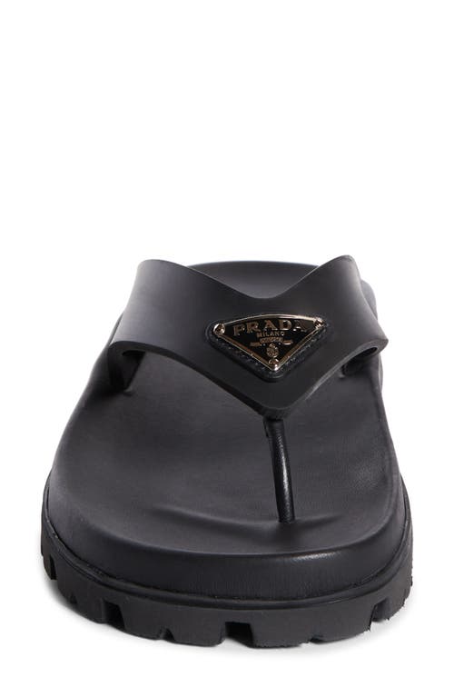 Shop Prada Lug Sole Flip Flop In Nero