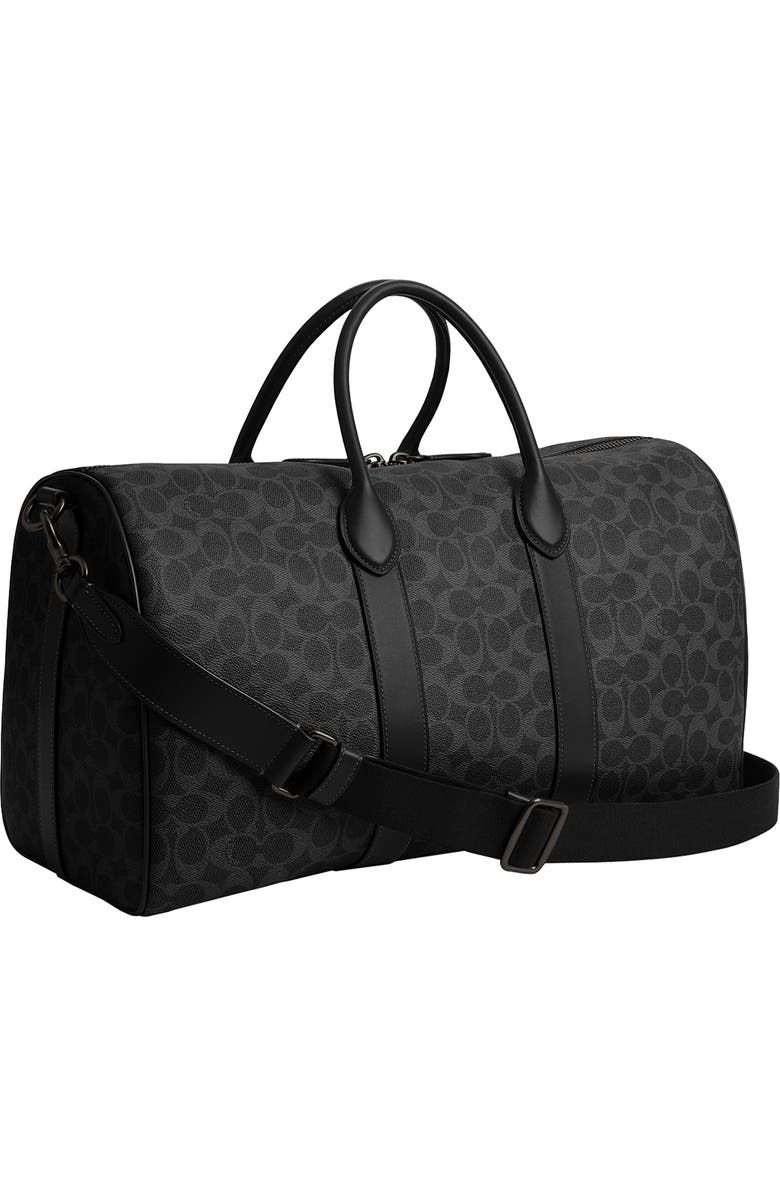 COACH Compass Signature 45 Coated Canvas Duffle Bag, Alternate, color, Black Signature