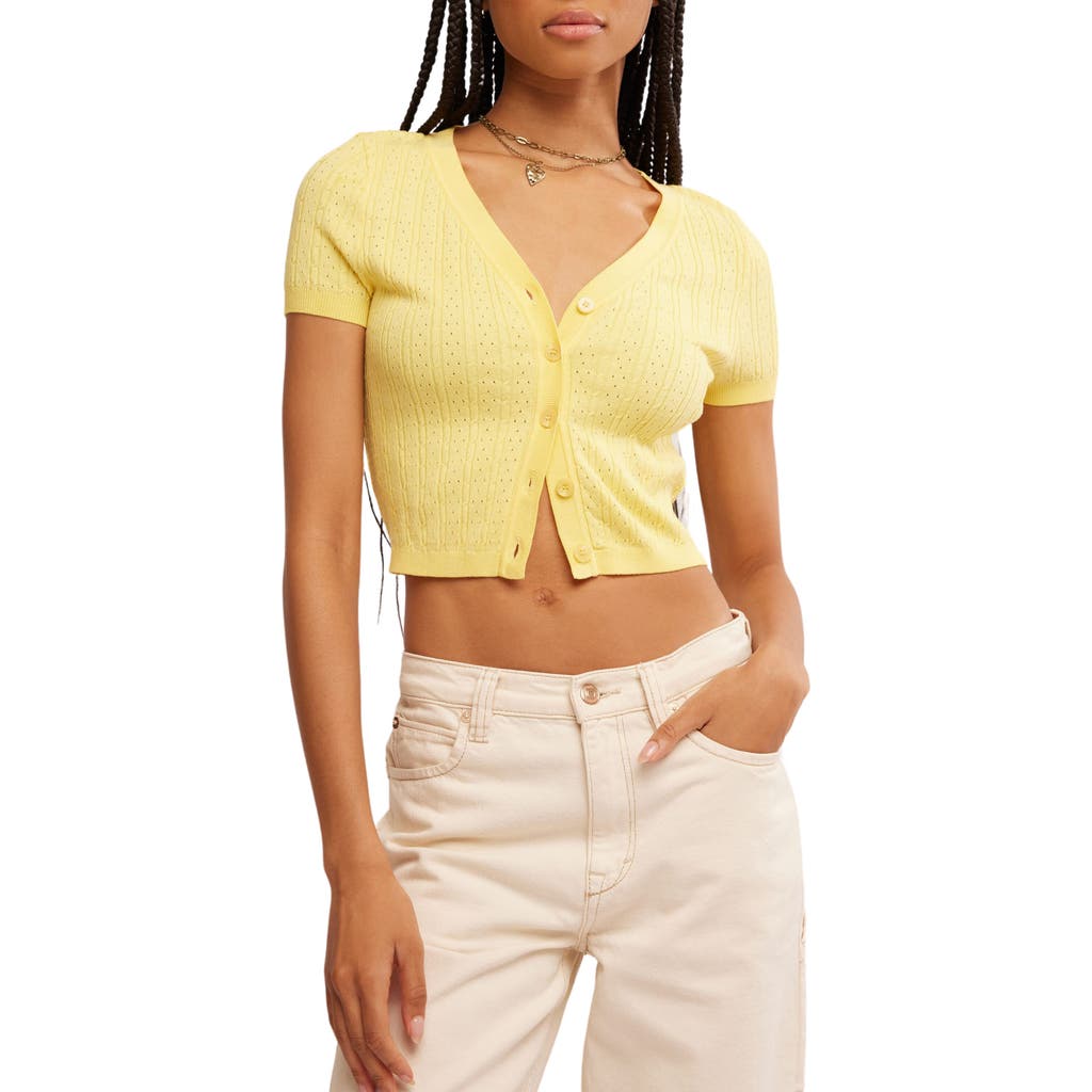 Shop Free People Cassie Crop Cardigan In Sunshine