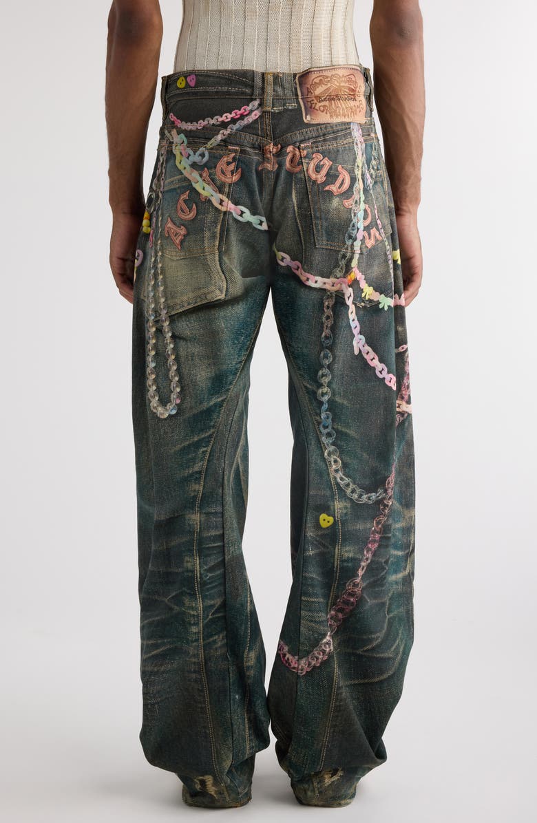 Acne Studios Trompe L'Oeil Baggy Wide Leg Cotton Canvas Pants, Alternate, color,