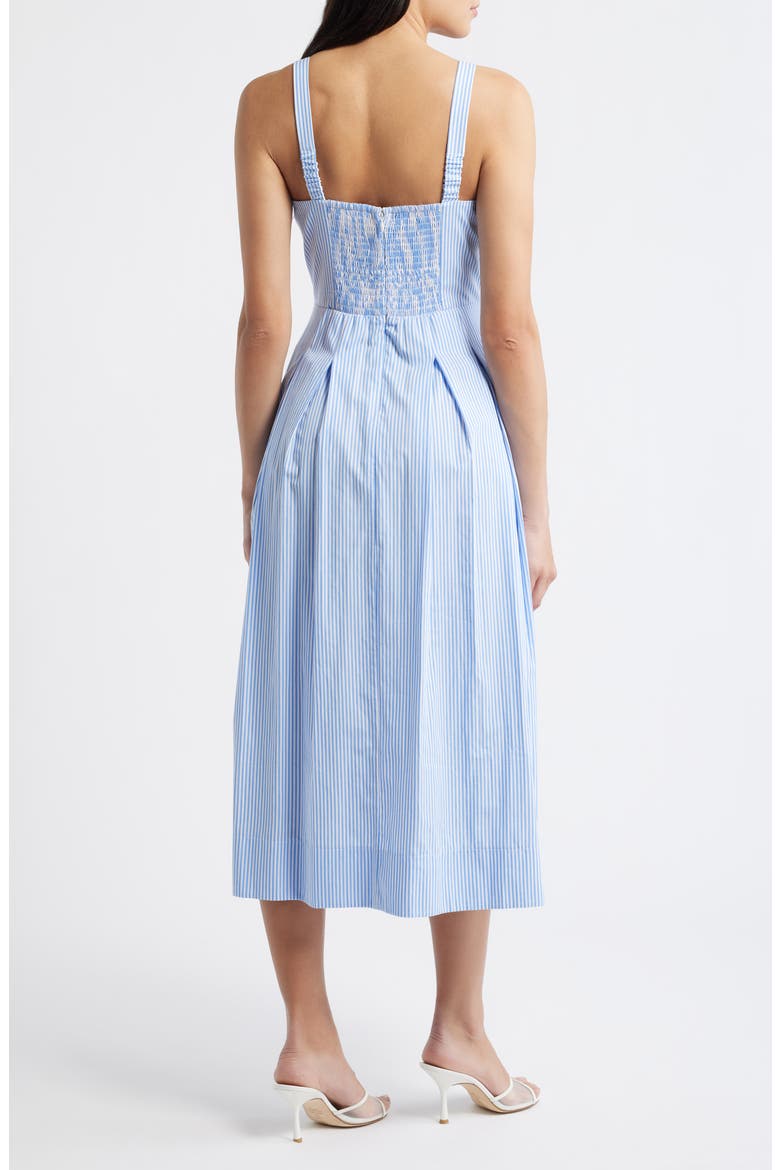 V-Neck Midi Dress, Alternate, color, BLUE WHITE