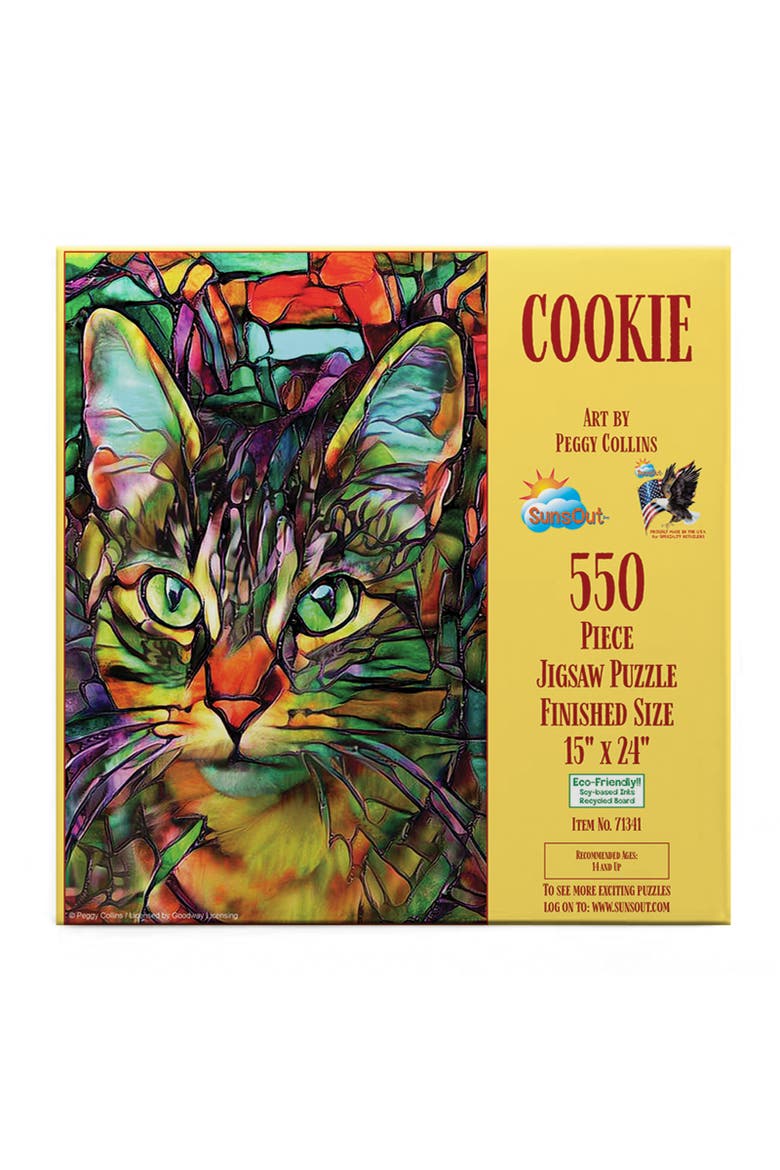 Cookie Stained Glass Cat 550 piece Jigsaw Puzzle for Adults, Alternate, color, Multicolor