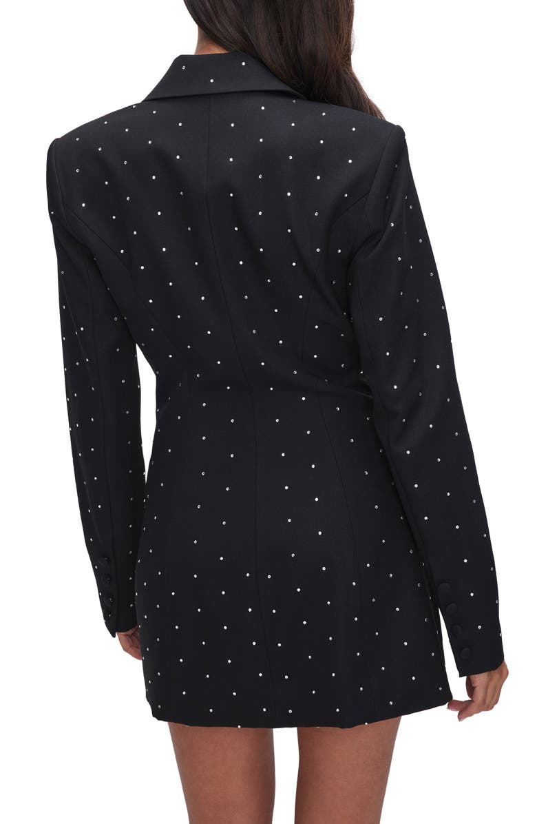 Good American Executive Crystal Blazer Dress, Alternate, color, Black001