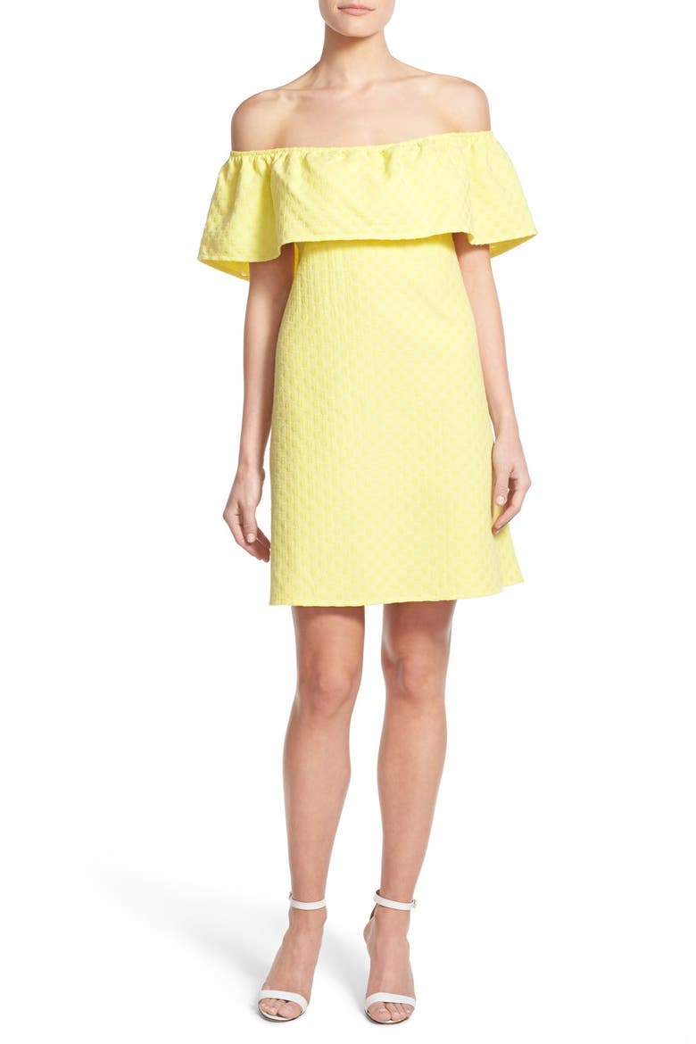 'Lulu' Off the Shoulder Dress, Main, color, MELLOW YELLOW
