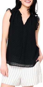 GIBSONLOOK Clip Dot Ruffle Accent Top