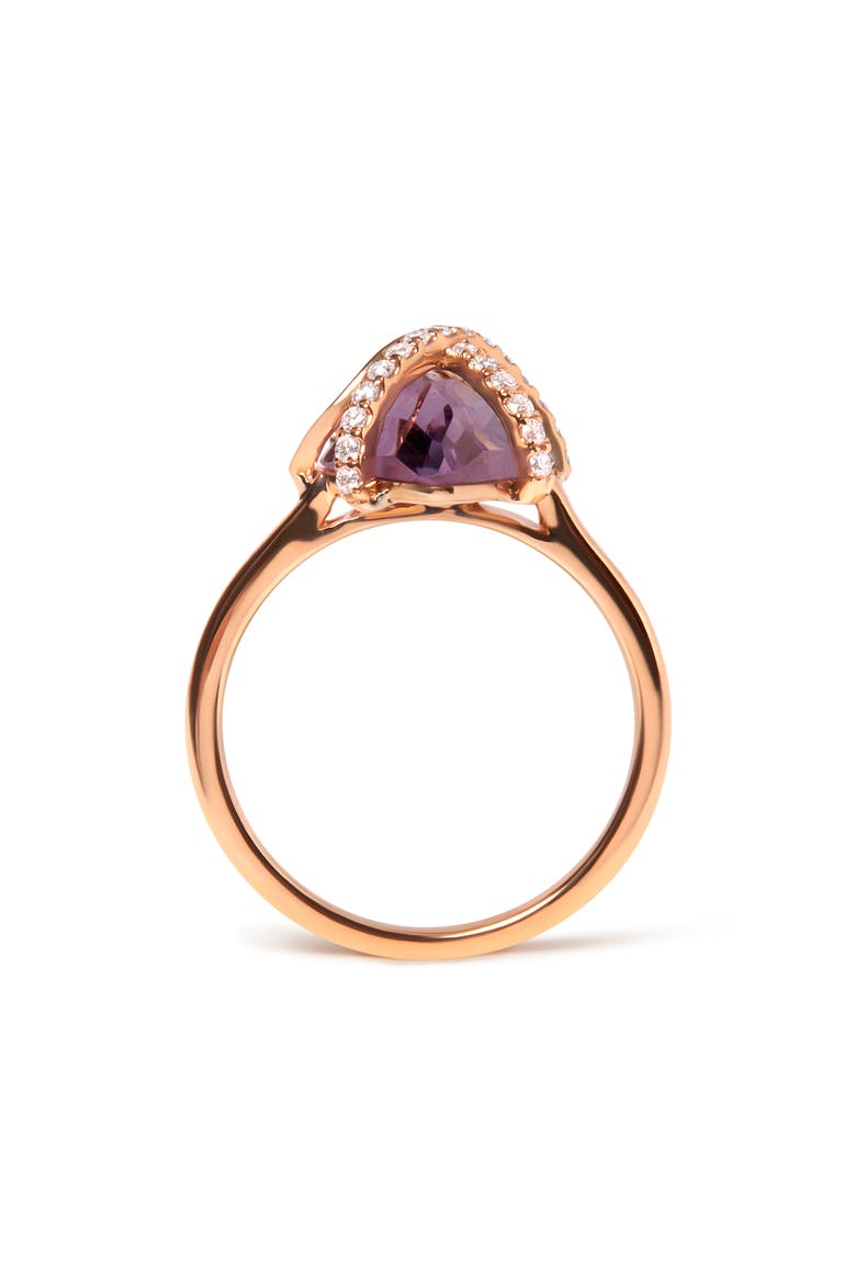14K Gold 1/5 Ct Diamond Wrapped Amethyst Cocktail Ring, Alternate, color, Pink