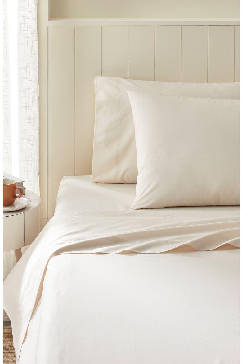 Porto Cotton Percale Sheet Set, Alternate, color, BIRCH