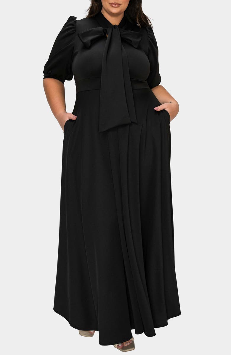 L I V D Farrah Donna Tie Neck Maxi Dress, Alternate, color, 
