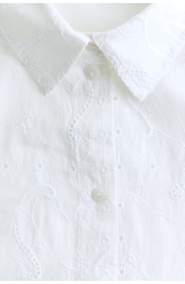 H&M Oversized Broderie Anglaise Shirt, Alternate, color, White