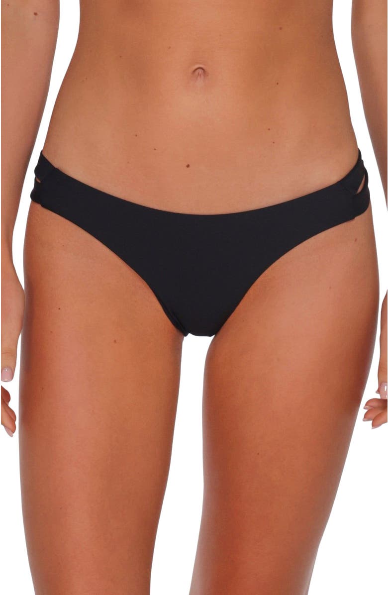 Sunsets Dora Double Tab Bikini Swim Bottoms, Alternate, color, Black