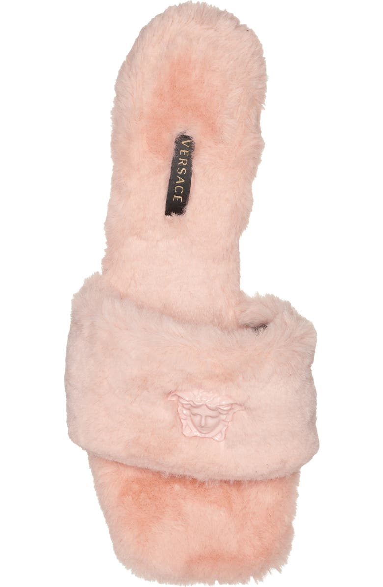 Versace La Medusa Faux Fur Slide Sandal, Alternate, color,