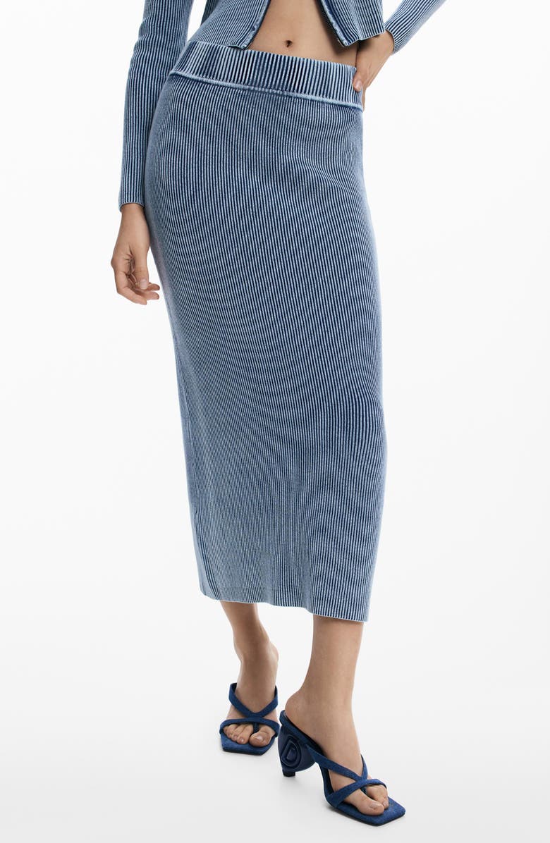 Desigual Rib Maxi Skirt, Main, color, Navy