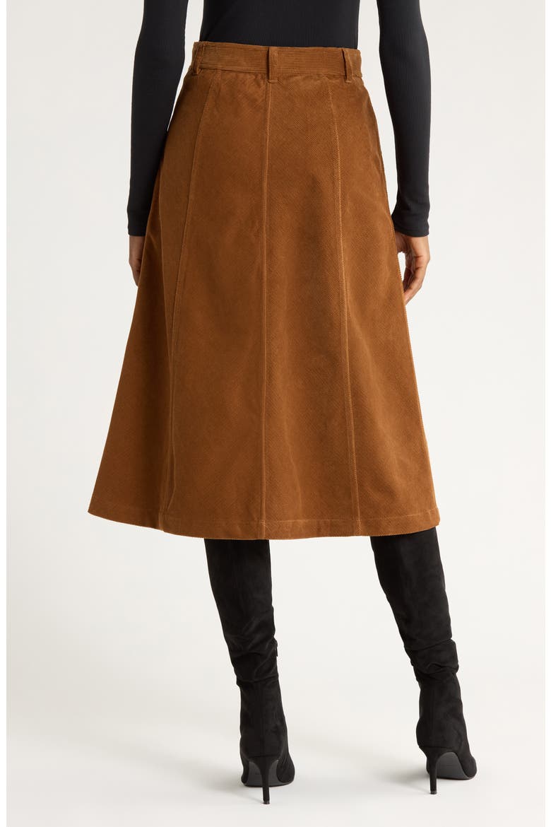 Jahn Corduroy Midi Skirt, Alternate, color, COGNAC