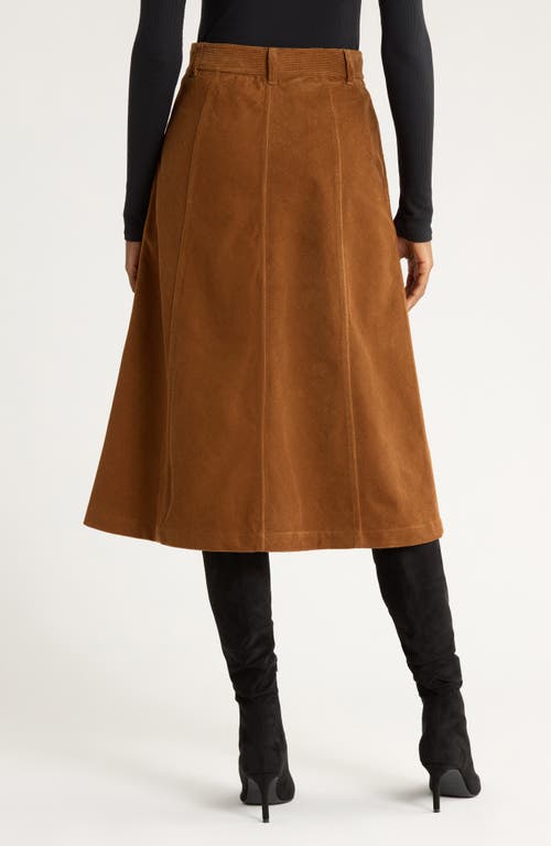 Paige Jahn Corduroy Midi Skirt In Brown