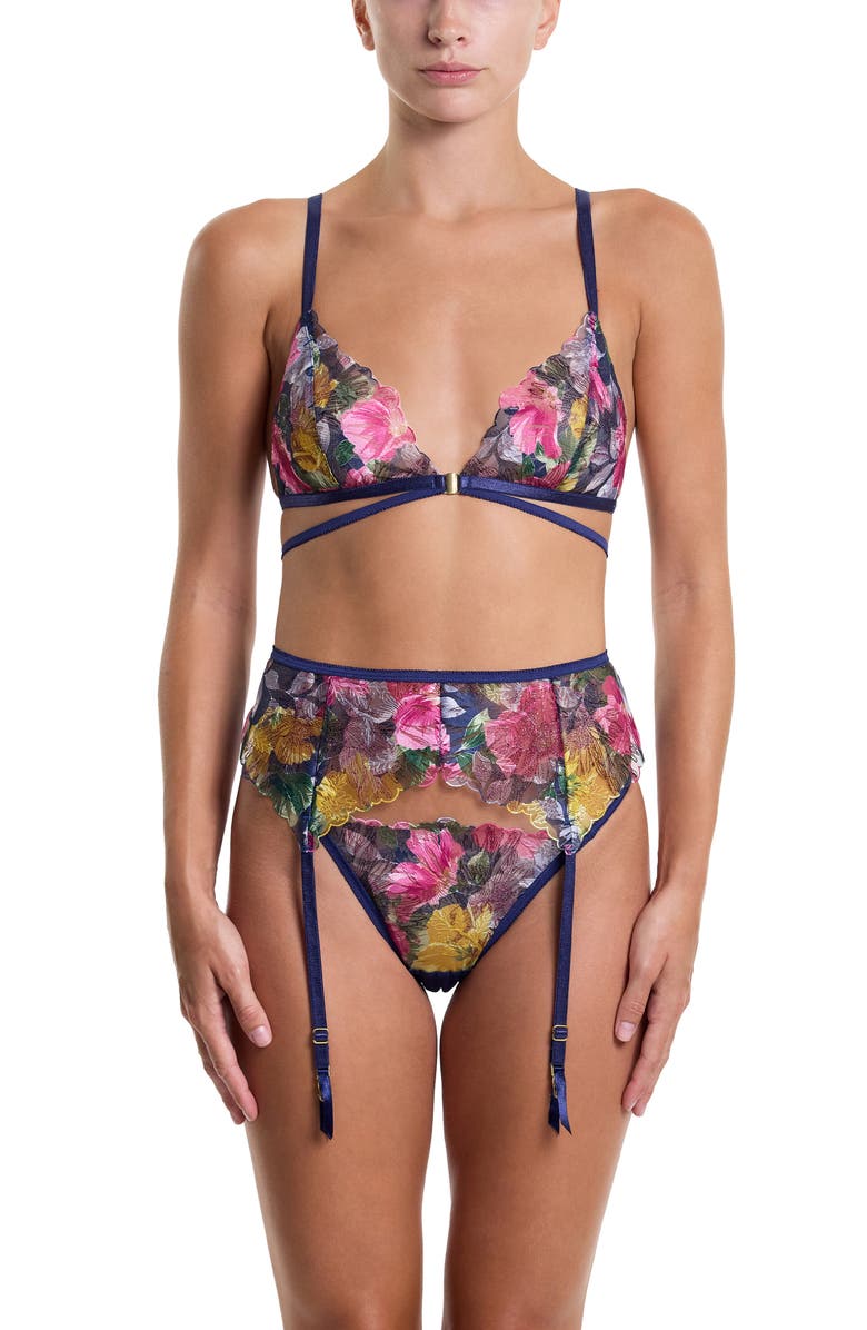 Hanky Panky Wildly Bloom Triangle Bralette, Alternate, color, Dark Sky Blue