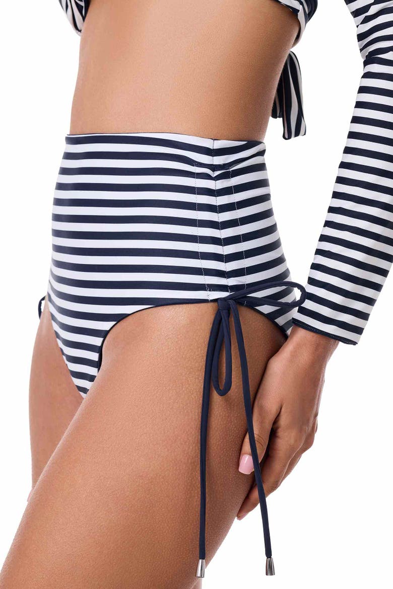 Women's Myrtle Reversible Ruche Swim Bottoms, UPF 50+ Sun Protection, Alternate, color, Navy Reversible
