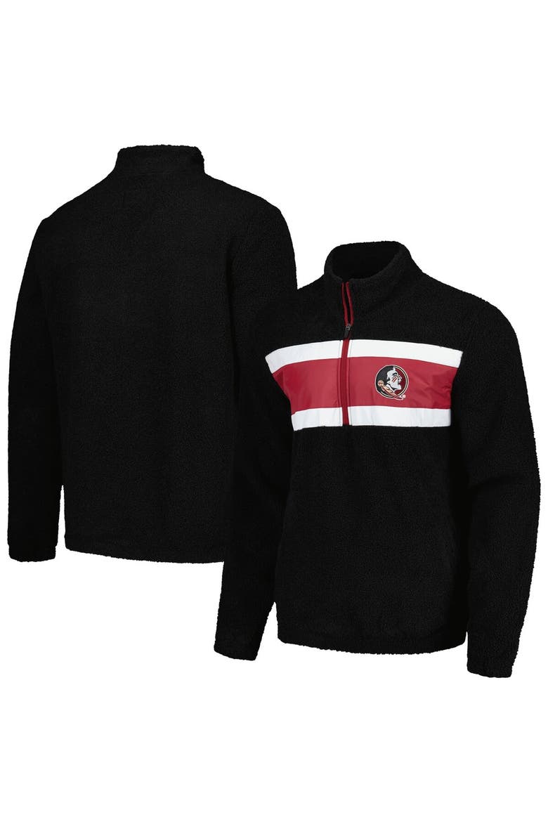 Men's G-III Sports by Carl Banks Black Florida State Seminoles Pinch Runner Half-Zip Top, Main, color, Black
