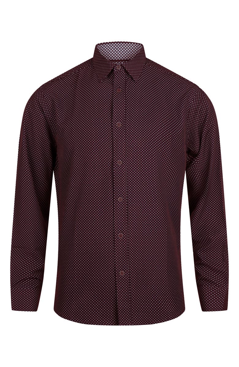 Report Collection Geometric Print 4-Way Stretch Sport Shirt, Alternate, color, Burgundy