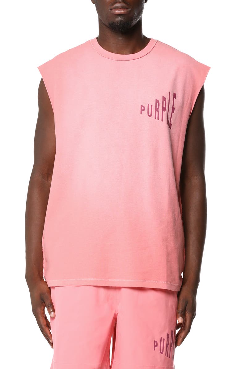 PURPLE BRAND Textured Sleeveless Graphic T-Shirt, Main, color, Pink