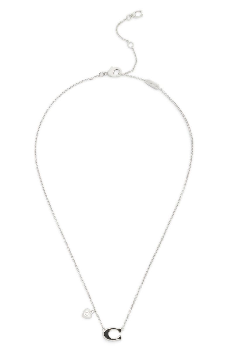 COACH Signature C Charm Heart Pendant Necklace, Alternate, color, 