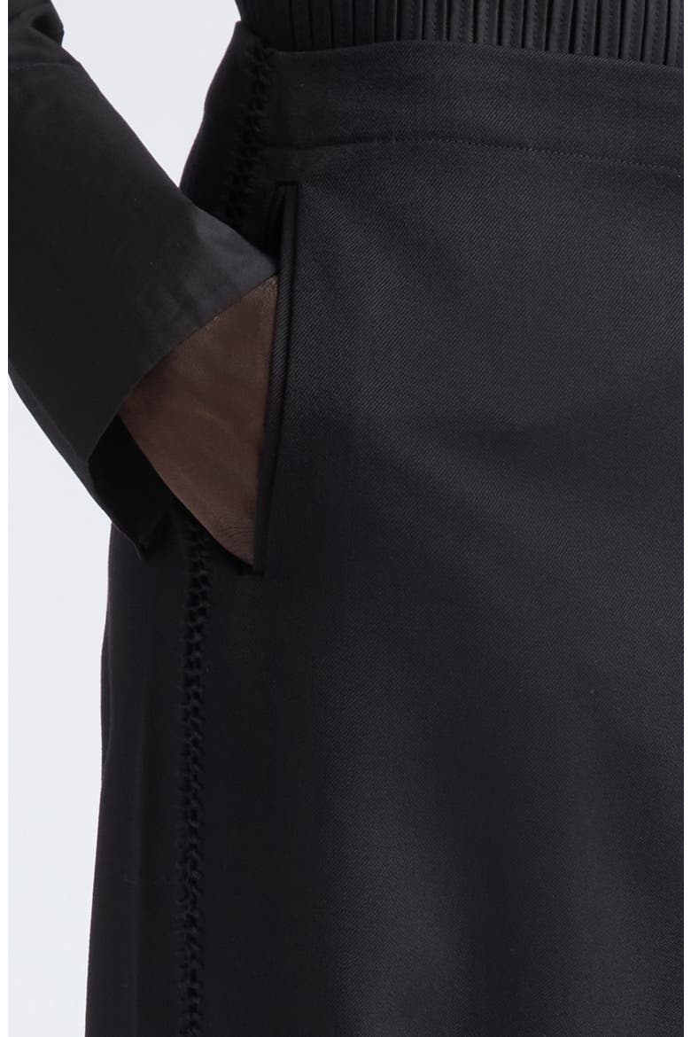 Trine Side Embroidered Wool Wide Leg Pants, Alternate, color, BLACK