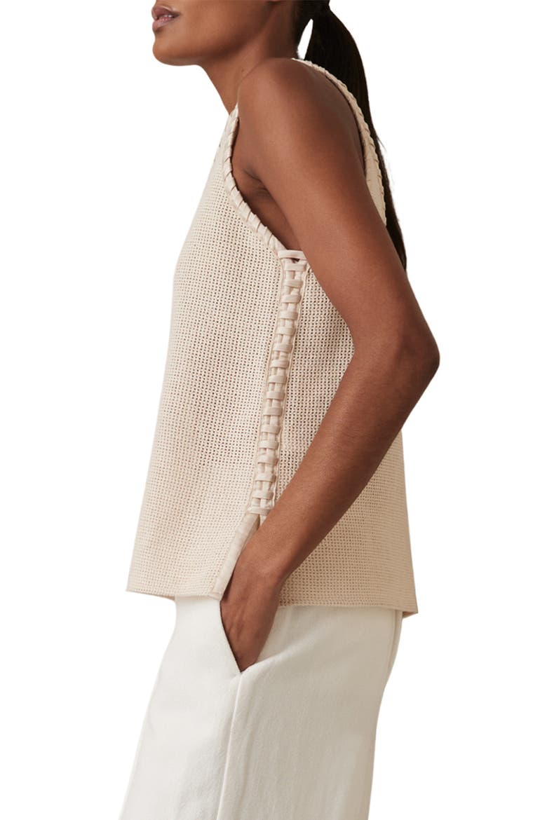 Carla Whipstitch Trim Open Stitch Tank, Alternate, color, CREAM