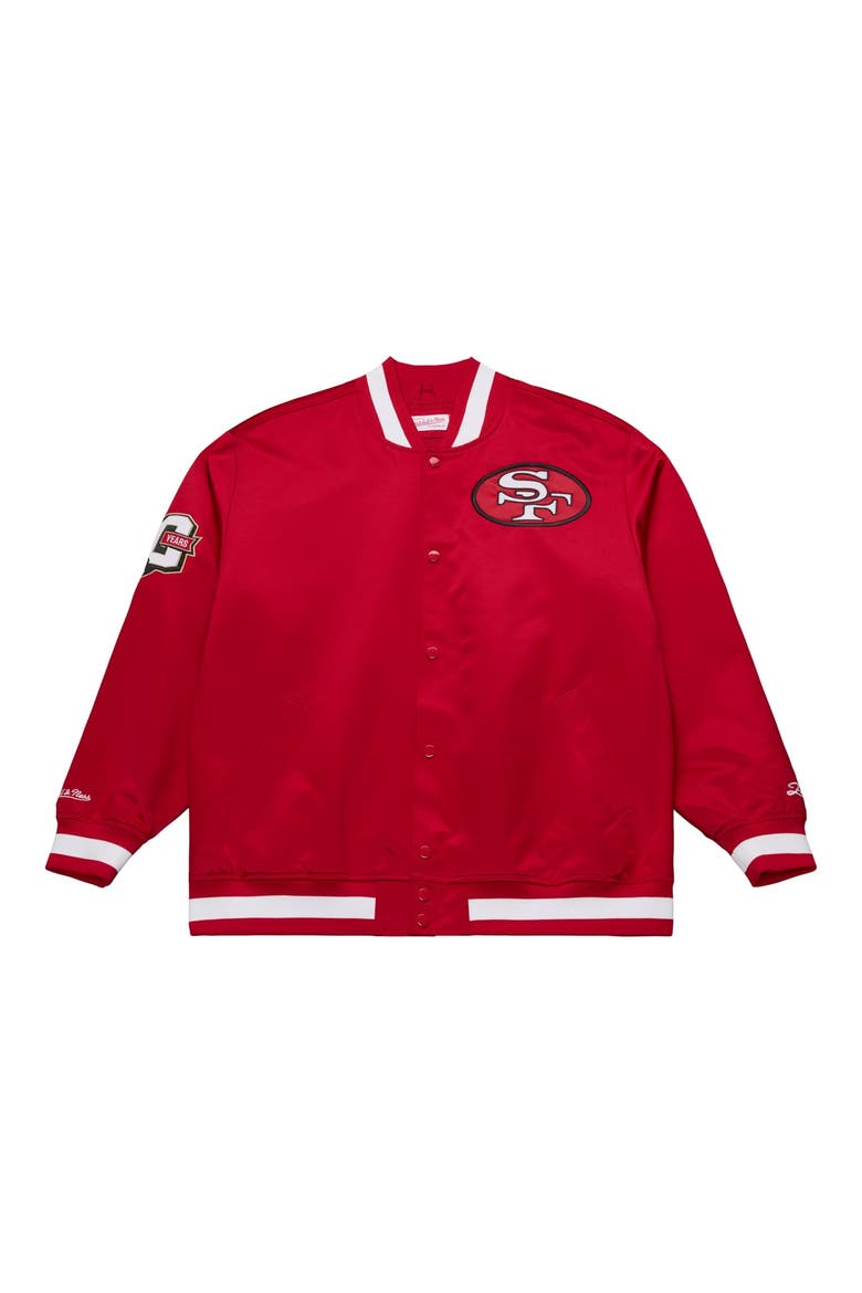 Men's Mitchell & Ness Scarlet San Francisco 49ers Big & Tall 80th Anniversary Heavyweight Satin Full-Snap Jacket, Alternate, color, Scarlet
