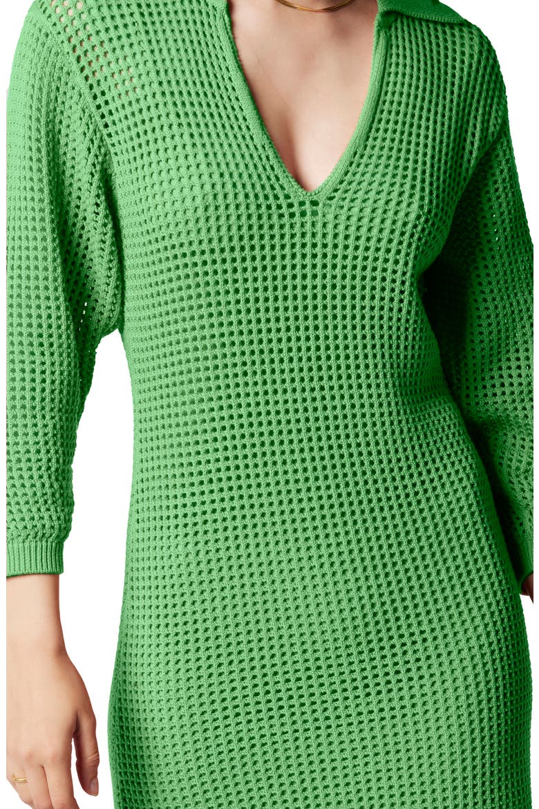 Remy Open Stitch Cotton Sweater Dress, Alternate, color, BRIGHT JADESHEEN