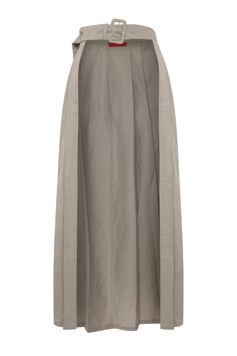 Linen Blend Shiny Woven Skirt