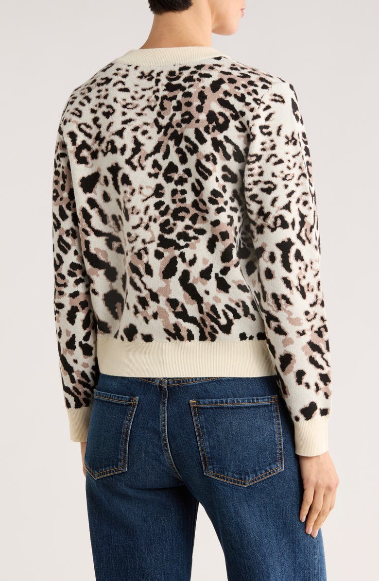 Bobeau Leopard Spot Button Front Cardigan, Alternate, color, Cream/ Taupe/ Black