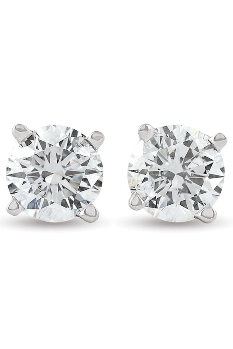 2 Ct 14k Gold Moissanite Screw Back Studs 6mm, Main, color, 14k white gold