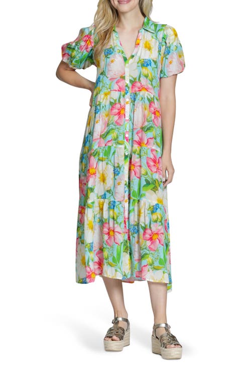 Puff Sleeve Tiered Shirtdress