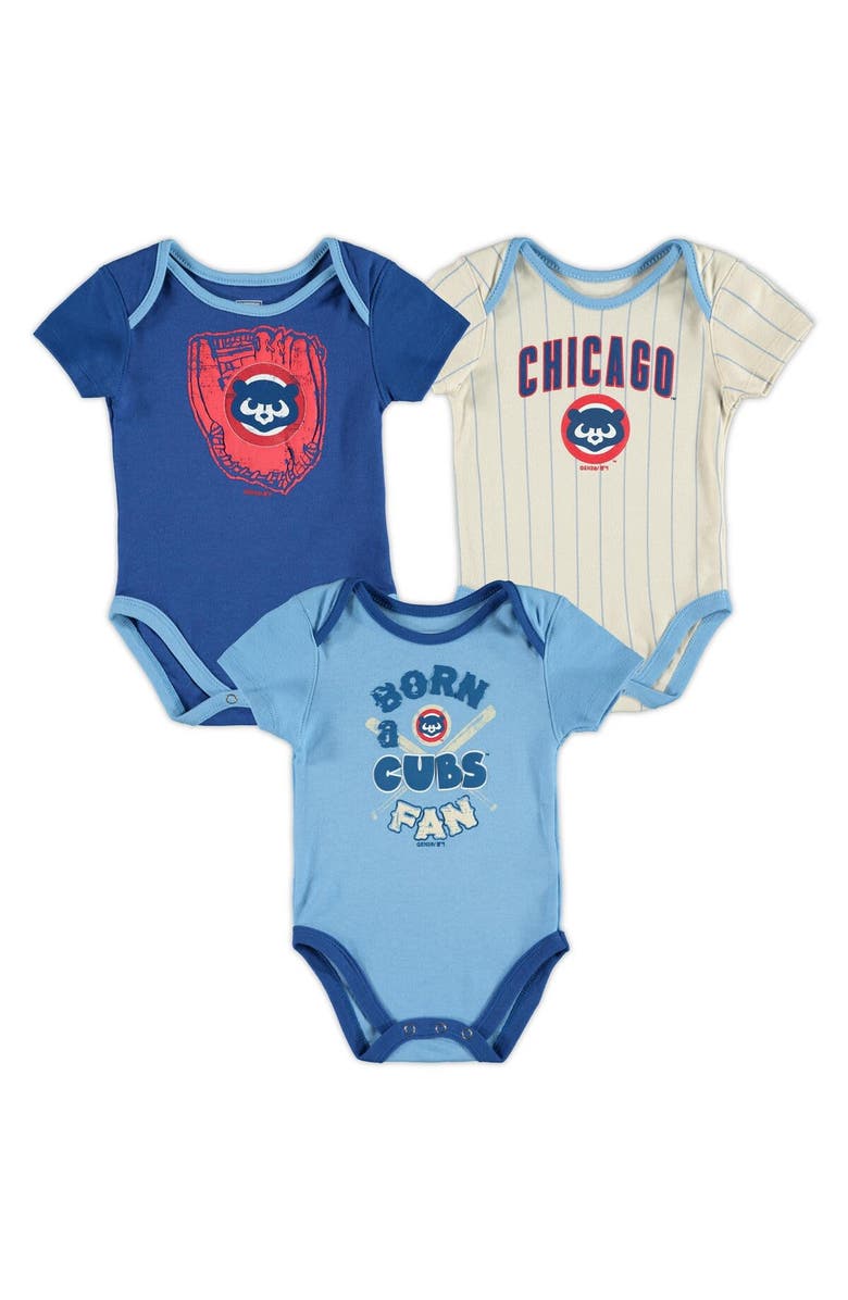 Outerstuff Infant Royal/Light Blue/Cream Chicago Cubs Future Number One Creeper Three-Pack, Alternate, color,