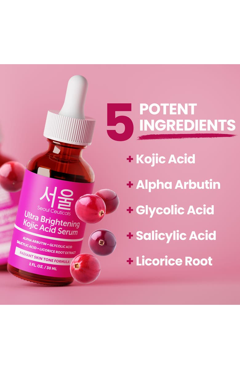 Seoul Ceuticals Korean Skincare Ultra Brightening Kojic Acid Serum, Alternate, color, Clear